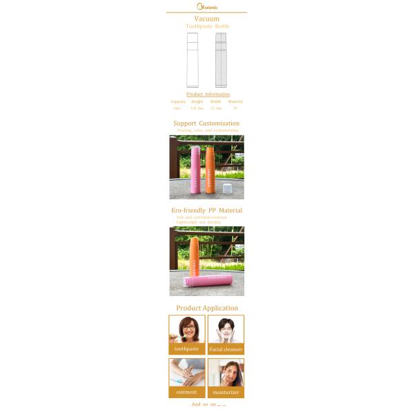 Plastic PP Customised 60g Colorful Cosmetic Personal Care Airless Pump Toothpaste Tube Bottle 60ml