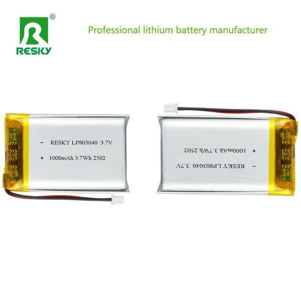 Square Li-polymer Battery LP803040 3.7V 1000mAh 3.7wh Pouch Power Lithium Ion Battery Cell