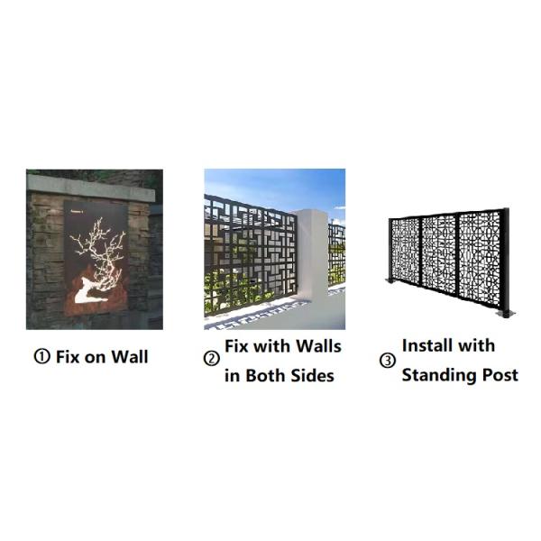 Customized Galvanized Decorative Steel Fence Panel With Wall Lights