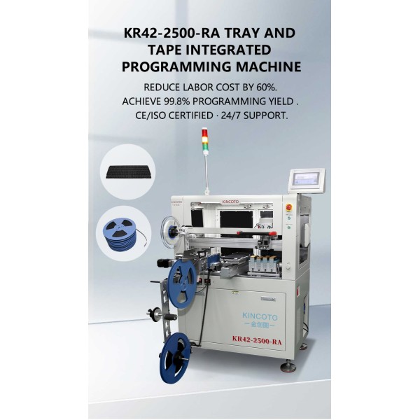 KR42-2500-RA 4-in-1 Tray & Tape Integrated IC Programmer | Electric Drive – No Air Required | 4 Stations ±0.03mm for QFP/QFN/SOP/SSOP