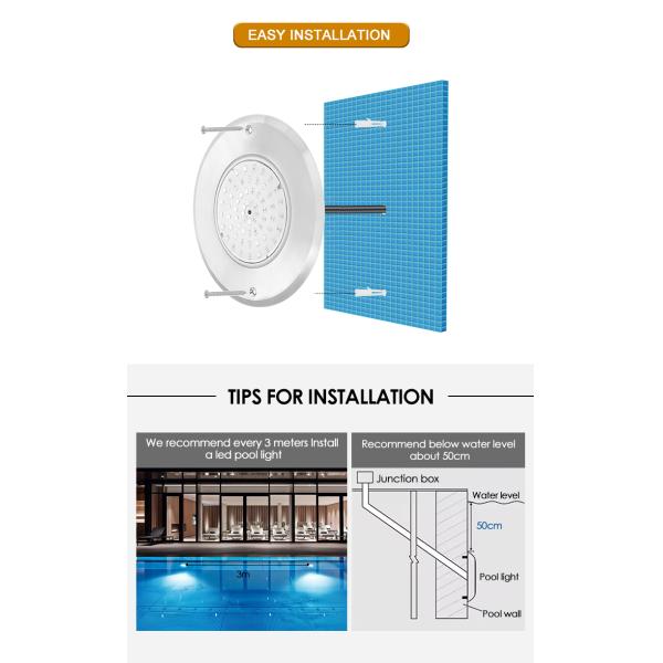 Waterproof PAR56 LED Pool Light 316SS Housing Ultra Thin 7.5mm Resin Filled Wall Mounted 230MM 18W 25W DC AC12V
