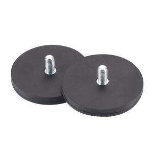 China Black Rubber Coated Pot Magnet Pull Force Industrial Customization on sale