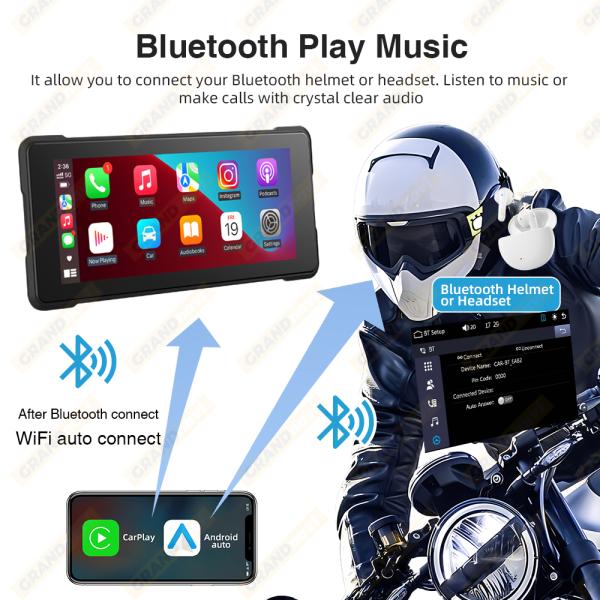 6.86inch Motorcycle Portable GPS Navigation Device Touch Screen Supports Radio Function Dashboard Wireless CARPLAY Android AUTO