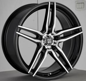17 Inch Aftermarket Alloy Wheels Black Painted with Machined Face Aluminum A356 Five Split Spokes