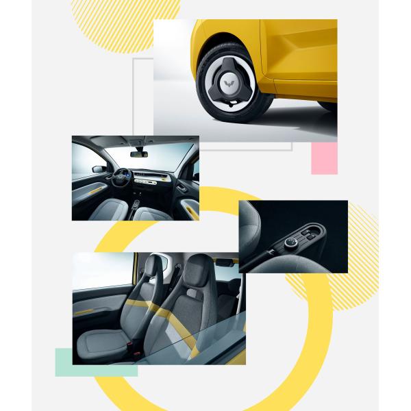 Low Speed 4 Wheel Four Seats Electric Cars Wuling Mini Hongguang Macaron 100km for Adults