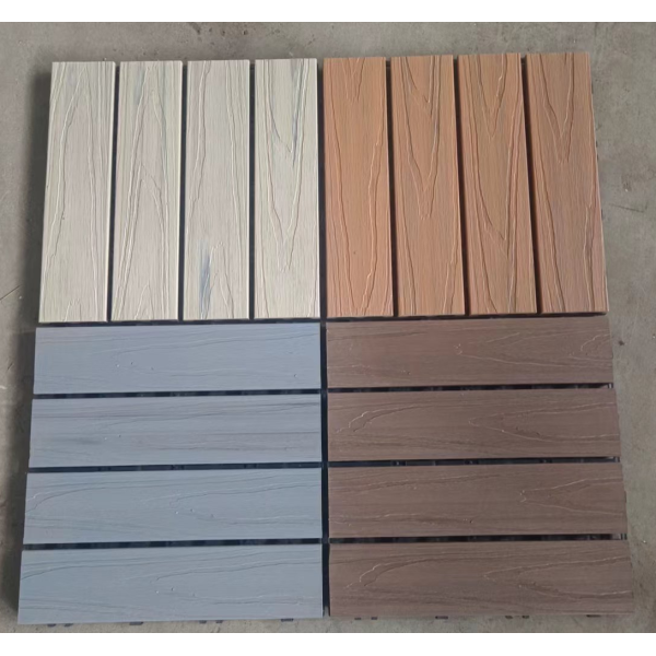 3D Embossed Plastic Wood Deck Tiles Match Real Wood Texture