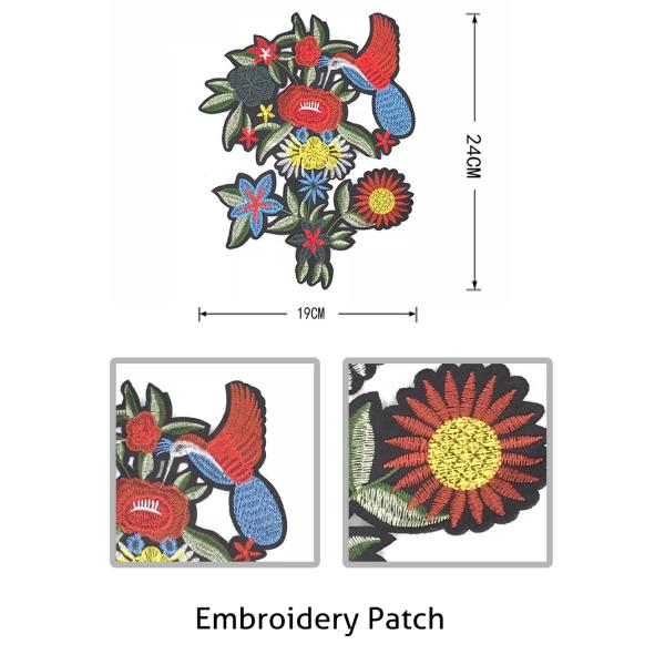 Bouquet Iron On Embroidered Patches 19 * 24CM Size For Any Apparel Product