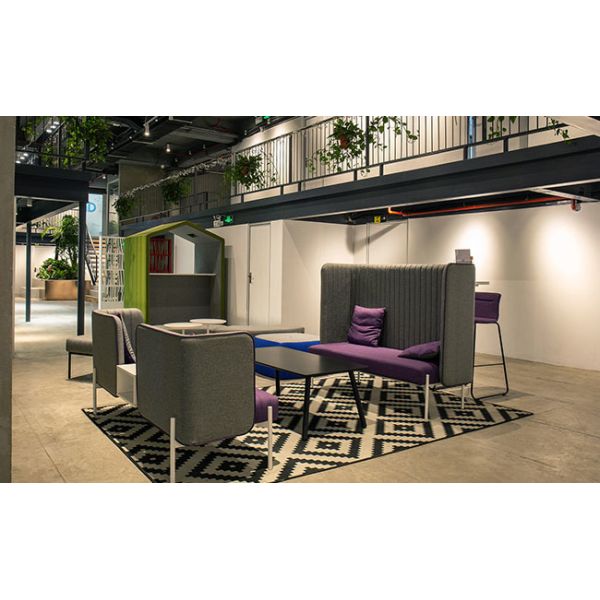 Acoustic Privacy Commercial Sofa High Back Fabric Sofa Booth Vertical Stripes For Office Cafe