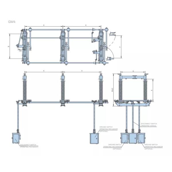 GW4-72.5 3 Phase 66kv 69kv 110kv 126kv Horizontal Disconnector Switch