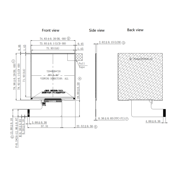 3.95 Inch IPS TFT LCD Display Module 720x720 Smart Home Display With MIPI Interface
