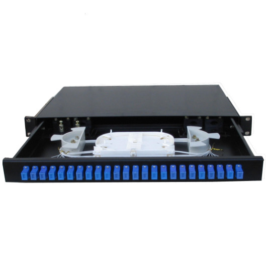 Fiber Optic Patch Panel Rack Mount , Optical Fiber Distribution Frame 24 Port