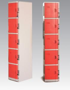 Buy cheap ABS Material Coin Operated Lockers 5 Tier Red / Orange For Swimming Pool product