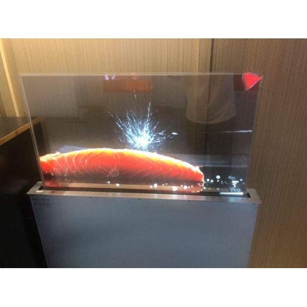 30 Inch Interactive Lifting Transparent OLED Display with Remote Control for Dynamic Commercial Engagement