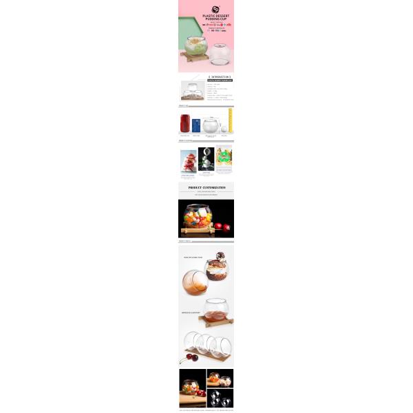 Round ball shape plastic cup dessert pudding,wholesale disposable clear plastic mini dessert cups