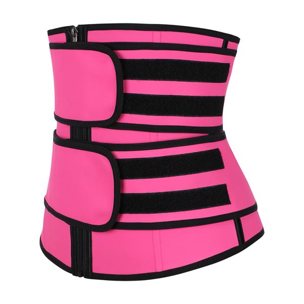 HEXIN Zipper Front Compression Double Belt Neoprene/Latex Waist Trainer for Women Shapers