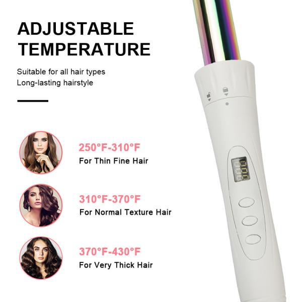 3 Barrel Interchangeable Curling Iron Set with Peacock Pattern Coated