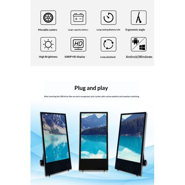 32/45 Floor-standing Touch Screen Kiosk with Android System Remote Management and Vertical Display Mode for Interactive Digital Signage