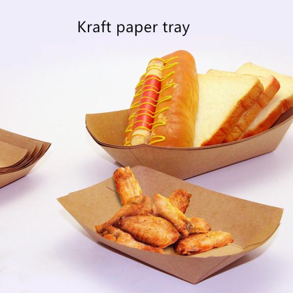 100 280 530ml Kraft Paper Boat Container For Chicken Rice Flower