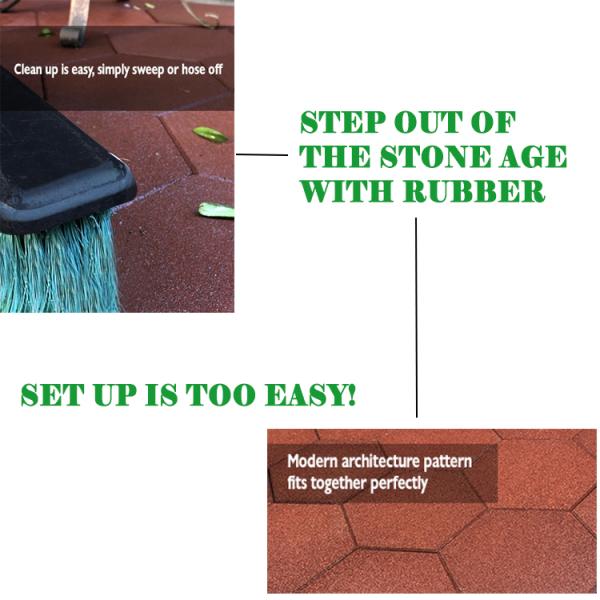 Hexagon Rubber EPDM/SBR Pavers Red Color Rubber Brick For Equestrian And Racecourse Area