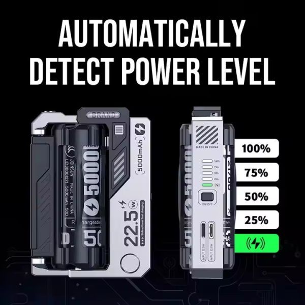 Interchangeable Clip Power Bank 5000mAh Li Polymer Battery Detachable Portable Slim Wired Fast Charger with Cable