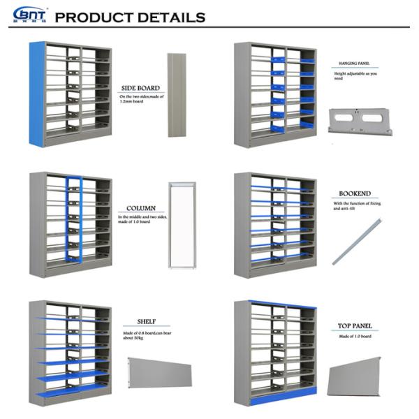 Easy Assembly Knock Down Steel Book Shelf RAL Color Metal Book Case Storage Rack