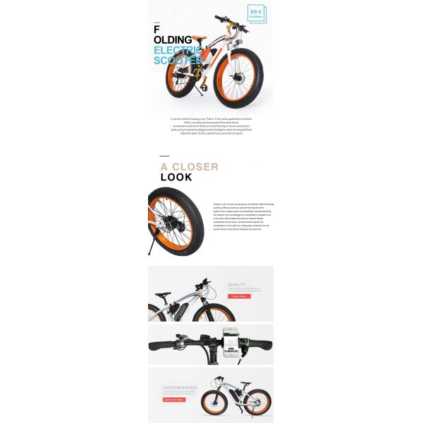 48v Electric Mountain Bike , Front Disc Brake Electric Powered Bicycle Brushless Motor