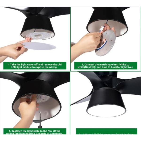 Dia125mm 4.9inch 24W LED Ceiling Fan Light Retrofit Kit Ceiling Light Replacement Kit 5CCT 3000K 3500K 4000K 5000K 6000K Adjustable 12W 18W 24W Switch