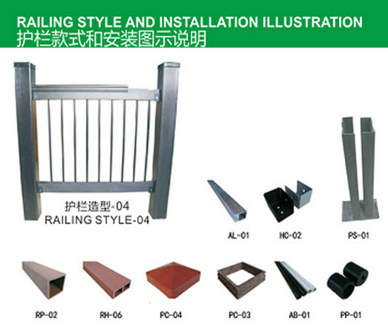 Slip Resistance Anti - Scratching Composite Deck Railing With Real Wood Touch Finish