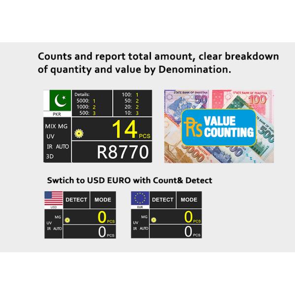 AL-6300T Mix Denomination Value Counter Pakistan PKR Bill Counter