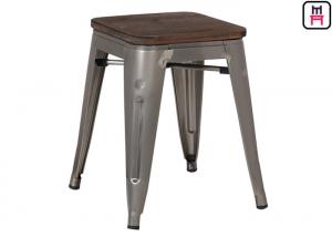 China Custom Color Tolix Style Bar Stool , Coffee Shop Tolix Chair Wooden Seat  on sale