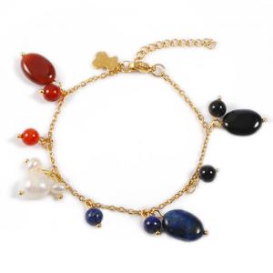 Buy cheap Popular Handmade Beaded Bracelets Stone And Stainless Steel Gold Plated Bracelet Chain product