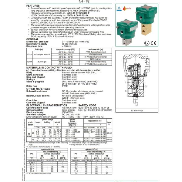 Stainless Steel WSNF8327B102MO ASCO Flameproof Solenoid Valve 3 Way 2 Position