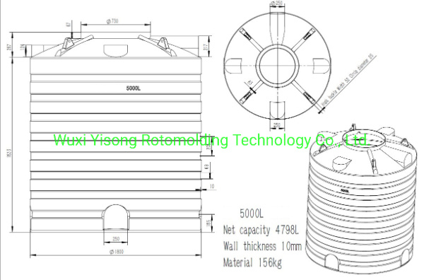 5000L Customizde OEM Rotational Molding Plastic Water Tank with Best Quality