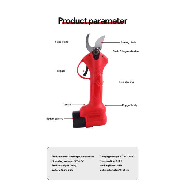 2.5CM Battery Orchard Pruner Cordless Pruner with Cheap Price 16.8V 2.5Ah