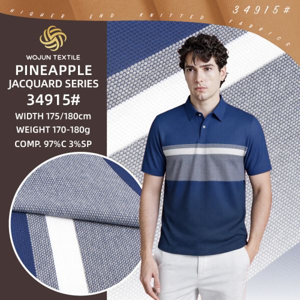 Business Casual Series: 97/3 Cotton Spandex Pineapple Crisp And Breathable Texture Striped Material Fabric For Polo Shirt