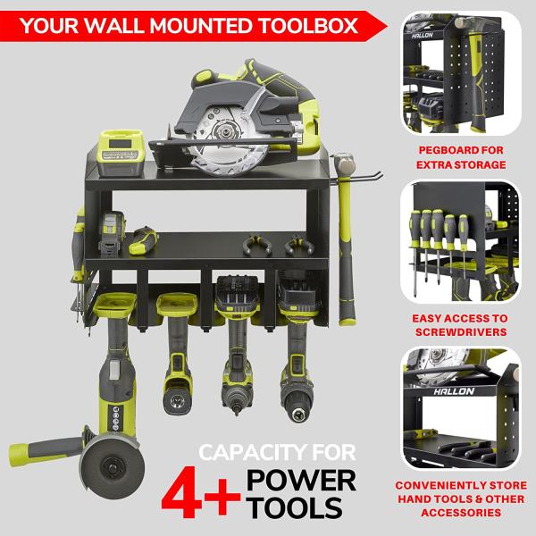 Tool Storage Rack Heavy Duty Metal Wall Mount Shelf Storage Box with Plant Fiber Type