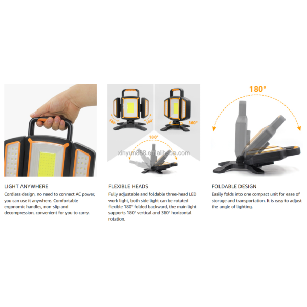 Hot Selling New 3000lm Rechargeable Multifunctional Vertical Folding Work Light