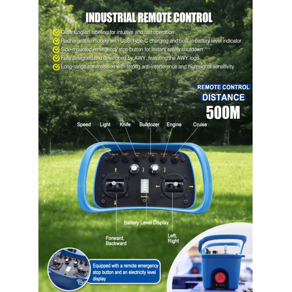 All-Terrain Remote Control Agricultural Self-Propelled Mower 224CC High HP 550MM Cutting Width Mulching Grass Trimmer