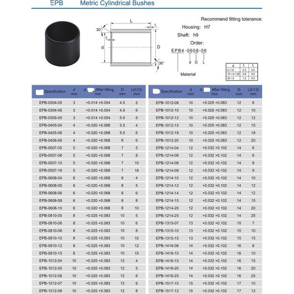 INW-EPB Plastic Compound Bearings Crystal Engineering Plastic Yellow Color