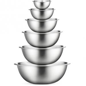 China 6pcs Stacking Nesting Stainless Steel Mixing Bowls For Space Saving Storage on sale