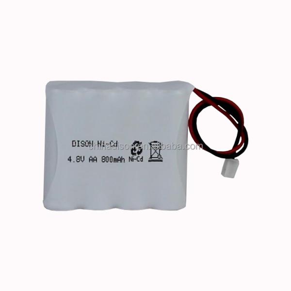 Long Cycle Life High Temperature NiCd 4.8V AA 800mAh Rechargeable Battery Pack For Emergency Lighting