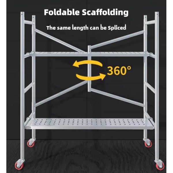 Foldable Movable Scaffolding with Swivel Casters and Brakes Compact Folding Design Meets OSHA ANSI Standards