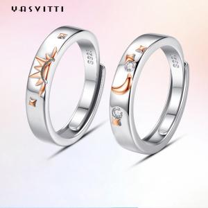 Buy cheap 0.35cm 1.2g Moon And Star Ring 18k Gold Plated Couple Silver Rings product