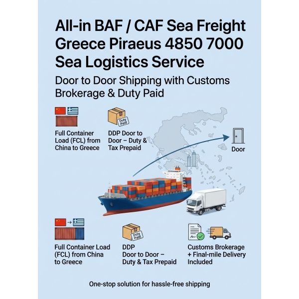 All-in BAF / CAF Sea Freight Greece Piraeus Sea Logistics Service