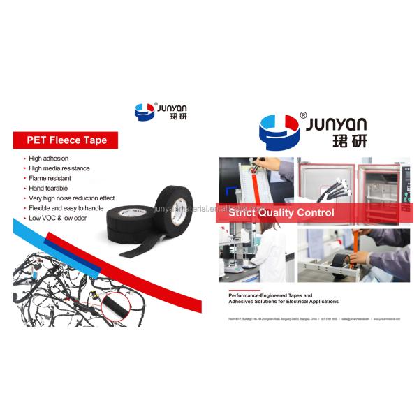 JUNYAN PET Fleece Tape Model 4200 Flame Retardant Noise Dampening for Vehicles Industrial Use Elevated Temperature Low VOC Odor