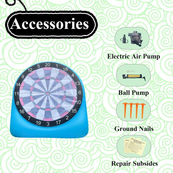 6ft PVC Inflatable Football Dart Board Blue Soccer Dart For Giant Yard Games