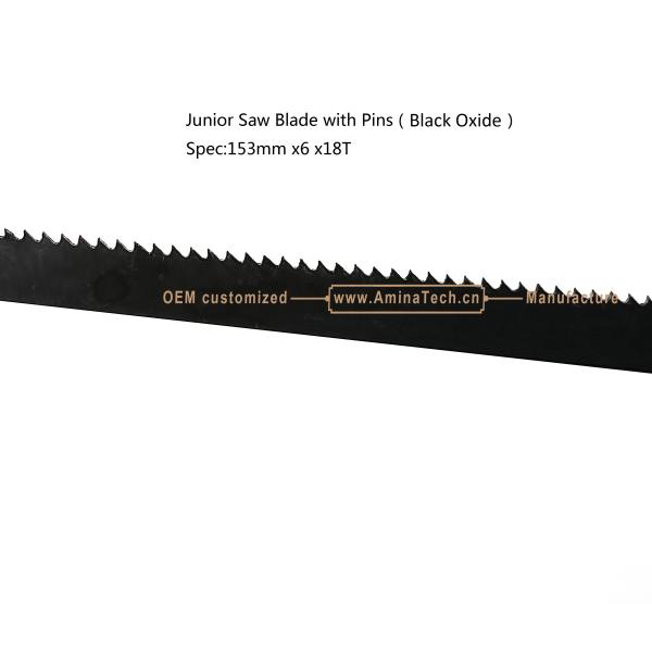 Junior Saw Blade with Pins (Black Oxide) Spec:153mmx6x18T Cutting wood,Plastic,Low-hardness metal