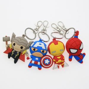 Buy cheap Custom 3D Cartoon Anime Captain America Rubber Keychain Metal Key Ring Pvc Key Chain For School Bag product
