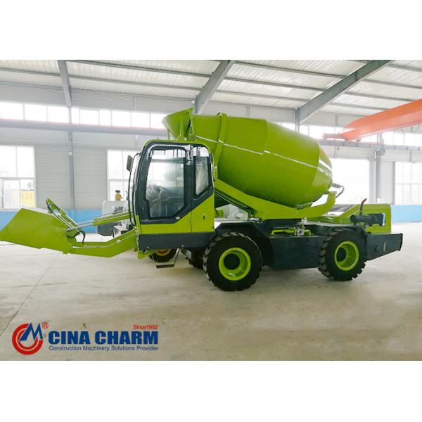 Self Loading Mobile Concrete Mixer With 4000L Real Concrete Yield Per Batch