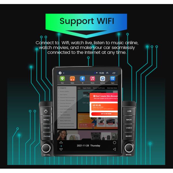 Split Screen Function Universal Car MP5 Player for 9.7 inch Android Navigation Screen